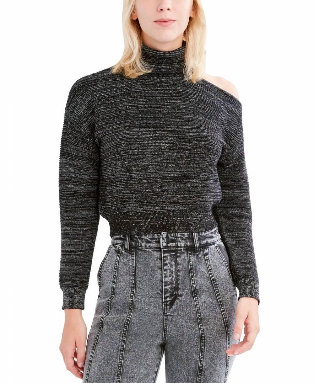 NEW BCBGENERATION cold-shoulder turtleneck sweater in black